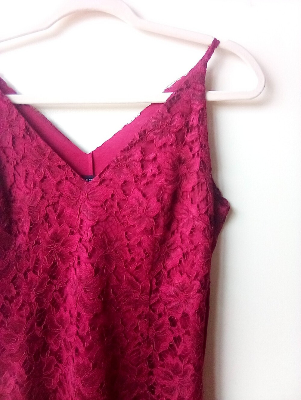 Enfocus Studio Burgundy Lace Midi Slip Dress Lace Detail Size 8 - Picture 4 of 10